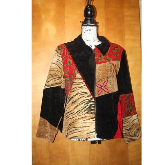 Julia Kim Jackets & Blazers - Julia Kim Vintage Petite Large Tapestry Patchwork Jacket Size PL